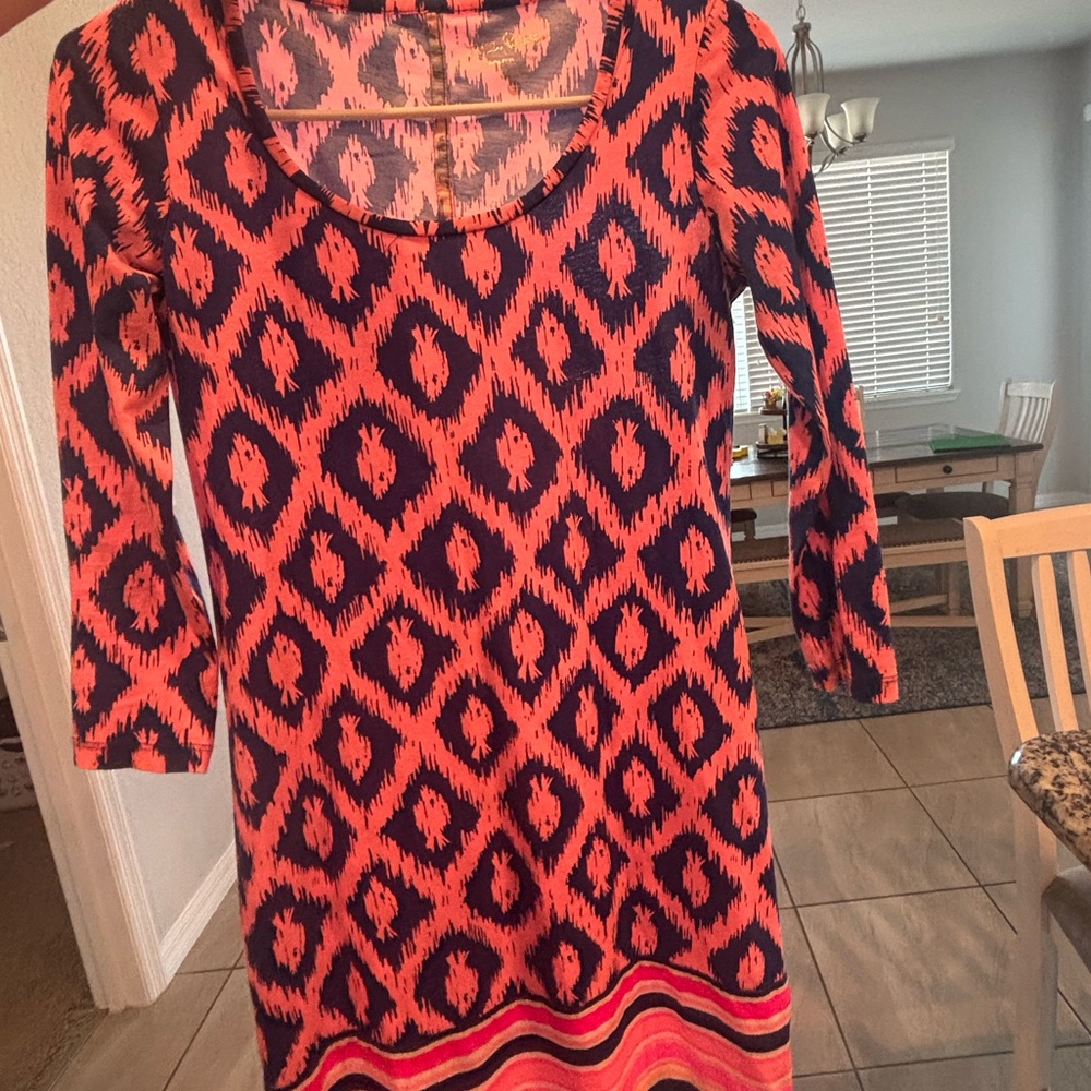 Lilly Pulitzer Pink and Blue Long Sleeve Dress